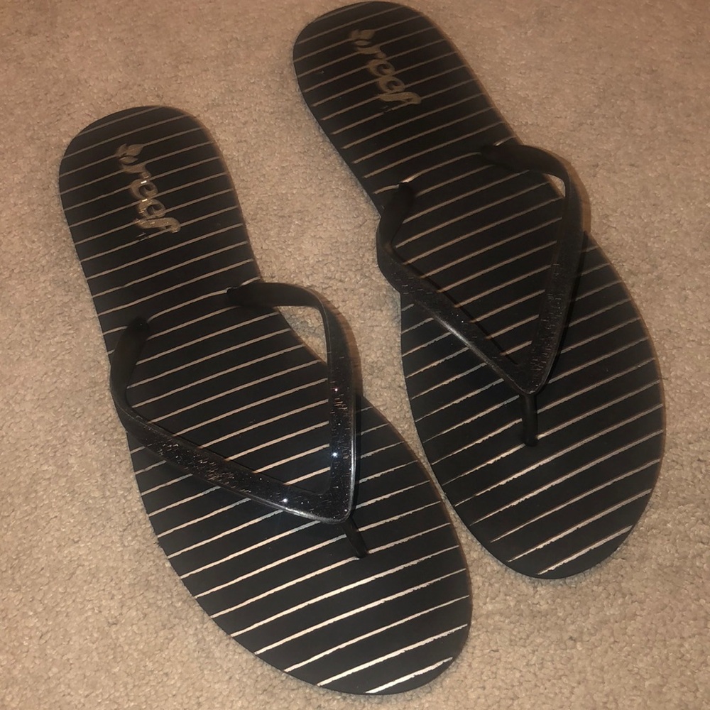 Reef Women’s 10-11 Flip Flops Black Glitter